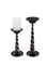 Melrose Set of 2 Dark Elegance Black Swirled Glitter Pillar Candle Holders 9.5" - 13.75"